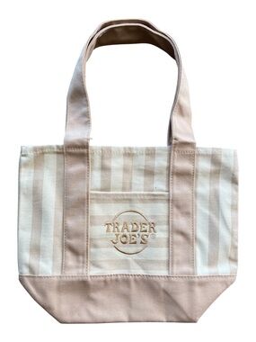 NWT Trader Joe's Mini Striped Canvas Tote Bag